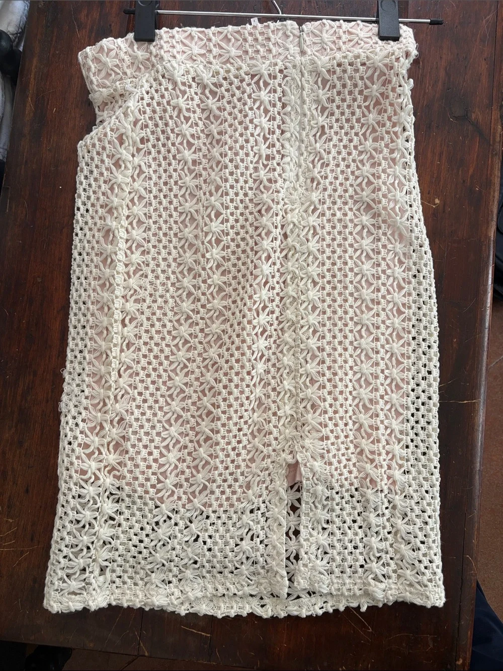 Free People Cream Crochet Pencil Skirt